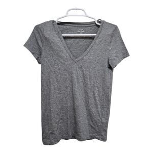J.Crew Factory Gray Slub Cotton V-Neck Tee Size Small